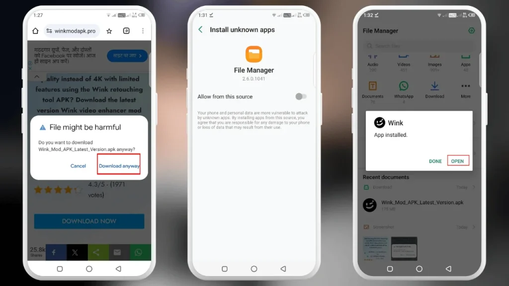 Install Wink Mod Apk